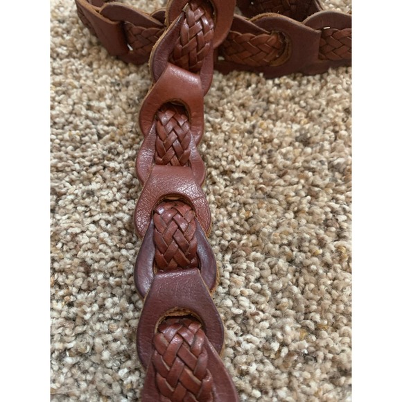 Amiee Lynn Genuine Brown Leather Woven Belt Women's Size M 36 Length - Picture 2 of 4